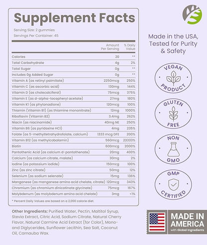 BariSlim Advanced Bariatric Multivitamin Gummies - Specially Formulated Bariatric Vitamins for Patients After Weight Loss Surgery - Supports Energy & Immune Health | Mixed Berry (90 Vegan Gummies)