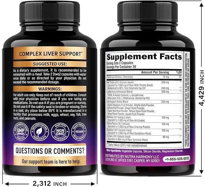 Liver Cleanse Detox & Repair - Milk Thistle | Dandelion | Artichoke | TUDCA | Glutathione & NAC - Effective Liver Health Supplement | 80% Silymarin - Laboratory Tested, Vegan - Made in USA 60 Capsules