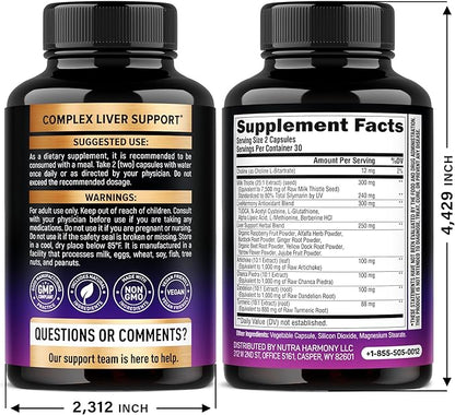 Liver Cleanse Detox & Repair - Milk Thistle | Dandelion | Artichoke | TUDCA | Glutathione & NAC - Effective Liver Health Supplement | 80% Silymarin - Laboratory Tested, Vegan - Made in USA 60 Capsules