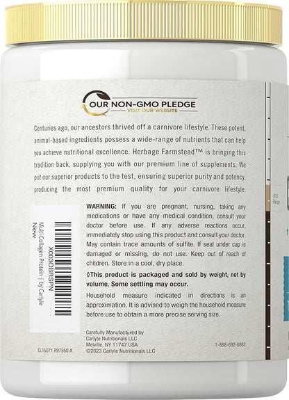 Carlyle Multi Collagen Protein Powder | Type I, II, III, V & X | 9 Oz | Peptides Premium Blend | Unflavored | for Women and Men | Non-GMO and Gluten Free | 25 Servings | by Herbage Farmstead
