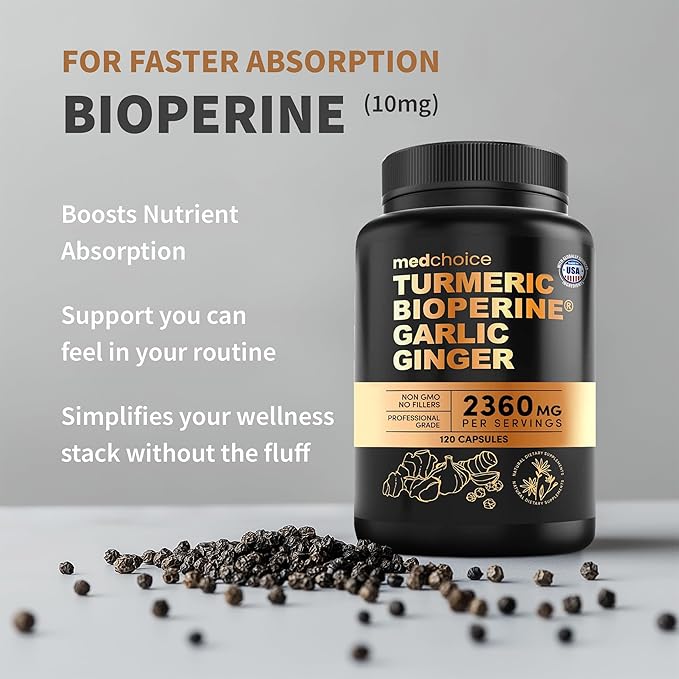 4-in-1 Turmeric Joint Support Supplements with Garlic and BioPerine - 2360 mg High Potency Herbal Blend for Mobility, Everyday Flexibility, Digestive Comfort, Active Aging Support (120ct, Pack of 2)