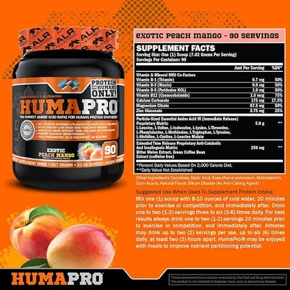 HumaPro Essential Amino Acid Formula | EAA Protein Supplement | Supports Muscle Recovery & Performance | Vegan, Gluten Free | | 90 Servings (Exotic Peach Mango)