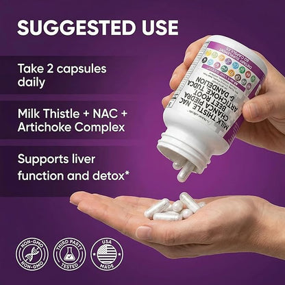 Clean Nutraceuticals Milk Thistle NAC Chanca Piedra Beet Root Artichoke Astragalus Dandelion Root - Liver Cleanse Detox & Repair Supplement Plus TUDCA Choline & Ginger - 1Pack