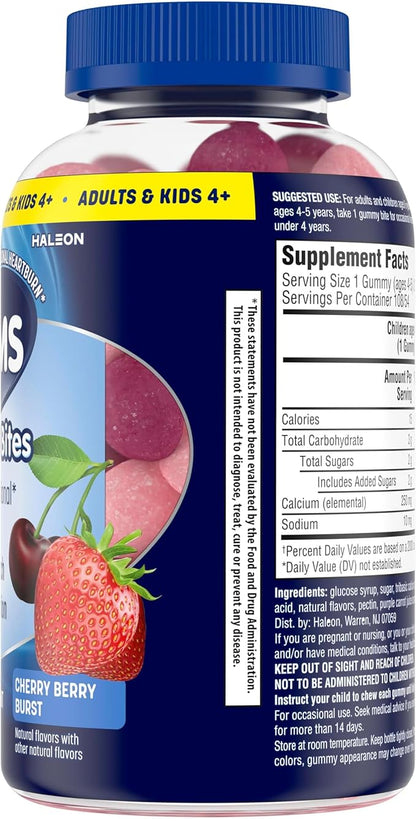 TUMS Gummy Bites Dietary Supplement for Occasional Heartburn Relief, Upset Stomach and Acid Indigestion, Cherry Berry Burst - 108 Count