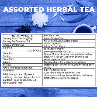 Deep Sleep Tea – Caffeine Free - Bedtime Herbal Tea for Relaxation & Stress Relief with Mulberry, Wild Jujube, Chinese Herbs – Natural Sleep Aid with no Melatonin – 30 Relaxing Tea Bags