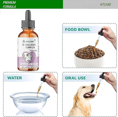 5X Collagen Complex for Dogs, 2 fl. oz, Fast Action Skin & Coat Supplement, 60 Servings