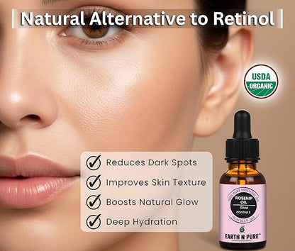 Earth N Pure Rosehip Oil Cold Pressed, Natural and Therapeutic Grade for Face with Glass Dropper - 50 ml