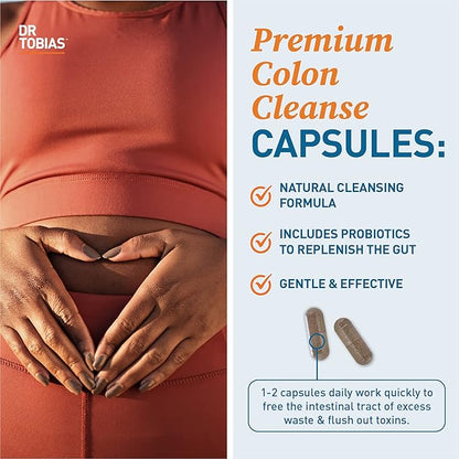 Dr. Tobias Colon Cleanse - Constipation Relief & Gut Health Support for Women & Men | 14 Day Colon Cleanser for a Gentle Colon Detox & Gut Flush - 4 Bottles of 28 Capsules