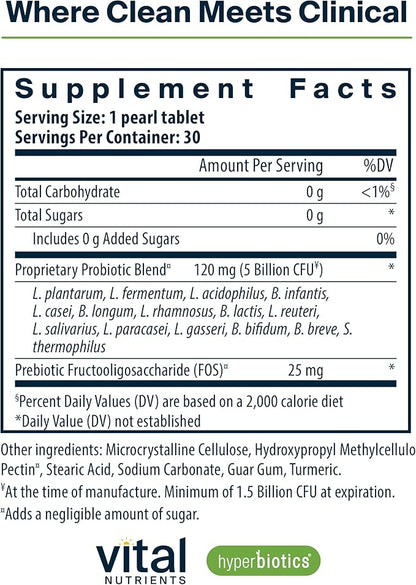Hyperbiotics Vital Nutrients Pro-15 Prebiotics and Probiotics for Women and Men | 15 Science Backed Strains | Supports Occasional Constipation, Diarrhea, Gas & Bloating | 30 Vegan Time Release Pearls