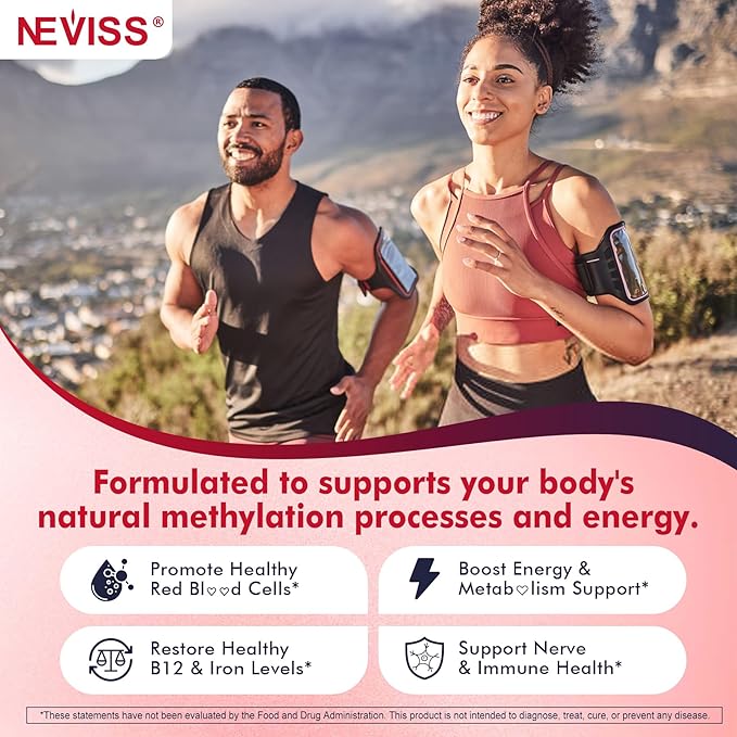 Methyl B12 Vitamins 5000mcg Gummies & Iron 18mg for Women, Men - Active Methylted B Complex Supplement w/L-Methylfolate, B6, D3 for Energy, Cognition, Focus, Immune - B12 with Iron Supplement, 2Pack
