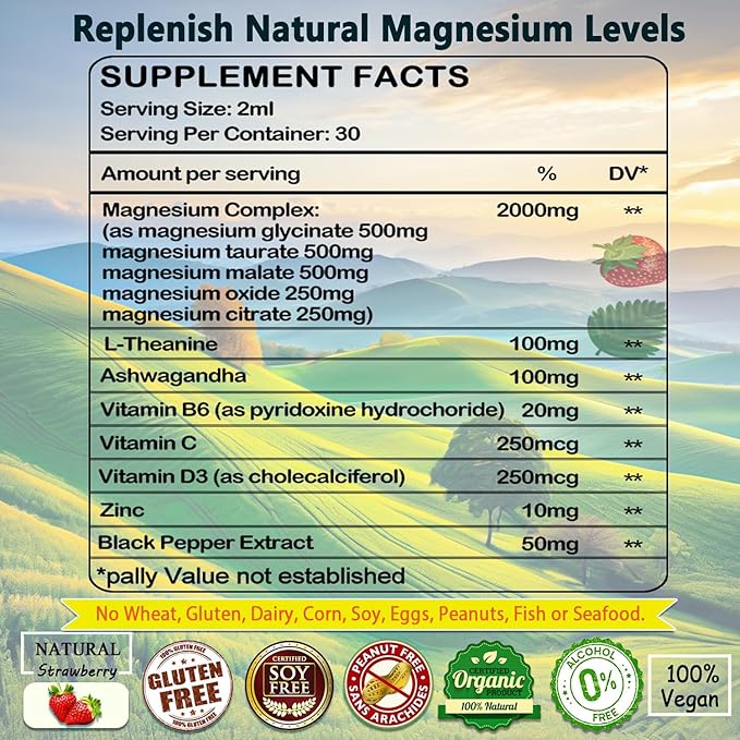Cortisol Supplement Liquid Drops,Cortisol Reducer w.Magnesium Glycinate,Ksm-66 Ashwagandha,L-Theanine,Liquid Magnesium Cortisol Drink Mix for Cortisol & Hormone Balanced,Relax,Calm