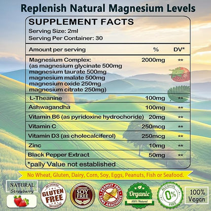 Cortisol Supplement Liquid Drops,Cortisol Reducer w.Magnesium Glycinate,Ksm-66 Ashwagandha,L-Theanine,Liquid Magnesium Cortisol Drink Mix for Cortisol & Hormone Balanced,Relax,Calm