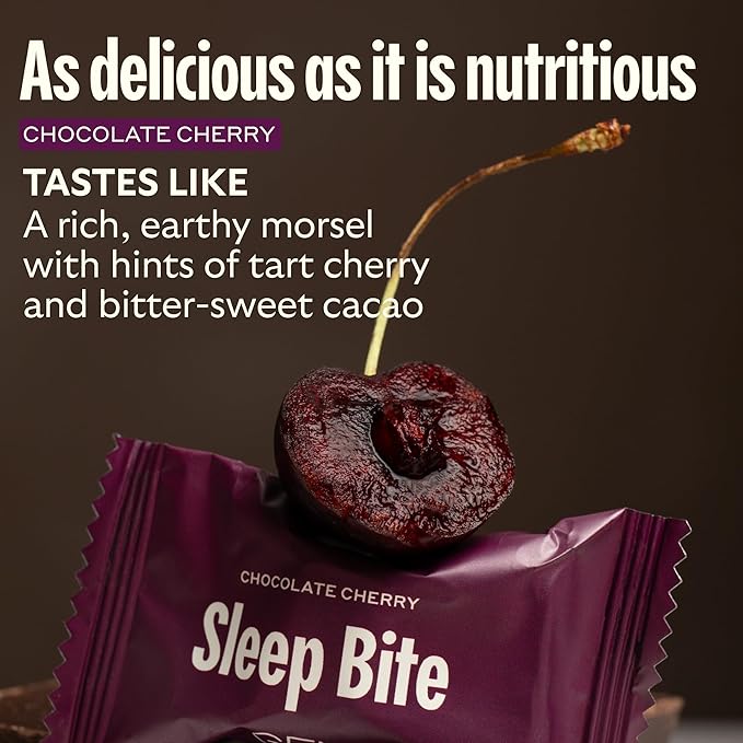 GEM Sleep Aid, Nighttime Bite, Melatonin Free, L-Theanine, Magnesium, Valerian Root Extract | Vegan and Gluten Free | Earthy Chocolate Cherry (28 Pack)