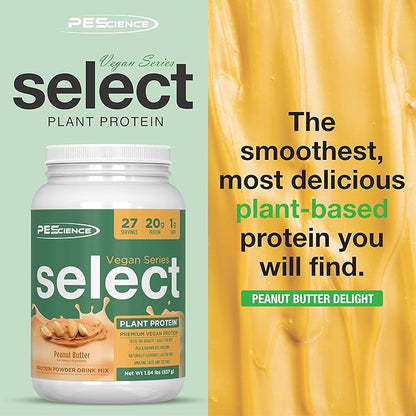 PEScience Select Vegan Protein Powder, Plant Based Protein Powder, Amazing Taste, Smooth Texture, Pea and Brown Rice Blend, Dairy Free, Lactose Free, Gluten Free - Peanut Butter Delight, 27 Servings