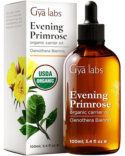 Gya Labs Organic Evening Primrose Oil for Dry Skin & Argan Oil for Hair Set - Aromatherapy Grade Essential Oils Set - 2x3.4 fl oz