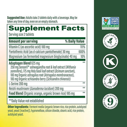 MegaFood Adrenal Strength - Adrenal Support Supplements with Ashwagandha, Vitamin C, Magnesium Glycinate, Holy Basil, Astragalus - Reduces Cortisol Levels - Vegetarian - 90 Tablets (45 Servings)