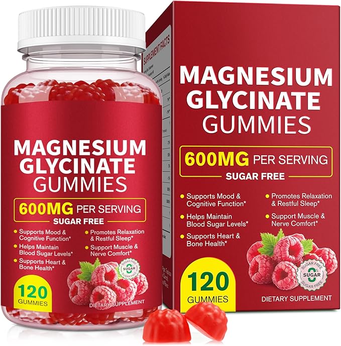 Magnesium Glycinate Gummies 600MG, High Absorption Magnesium Supplement for Women, Men and Kids - Muscle Support | Sleep, Focus & Relaxation | Sugar Free | Vegan | 120 Chews