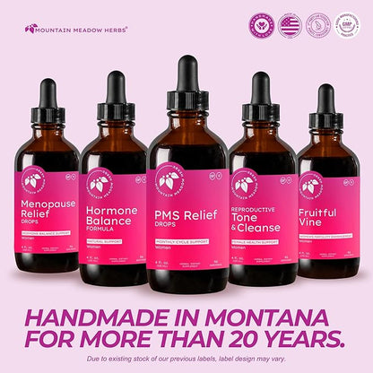 Mountain Meadow Herbs PMS Relief Drops | Liquid Herbal Supplement for Menstrual Period Discomfort | Hormonal Support for PMS Cramps, Mood Swings & Acne with Chaste Tree Berry (Vitex) & Wild Yam 4oz