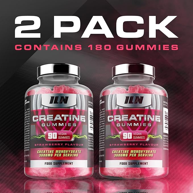 Iron Labs Nutrition Creatine Monohydrate Gummies (180 Gummy Bears) - 3600mg Per Serving - LAB Tested - Strawberry Flavor - High Strength Creatina for Men & Women (180 Vegan Gummys)