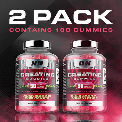 Iron Labs Nutrition Creatine Monohydrate Gummies (180 Gummy Bears) - 3600mg Per Serving - LAB Tested - Strawberry Flavor - High Strength Creatina for Men & Women (180 Vegan Gummys)