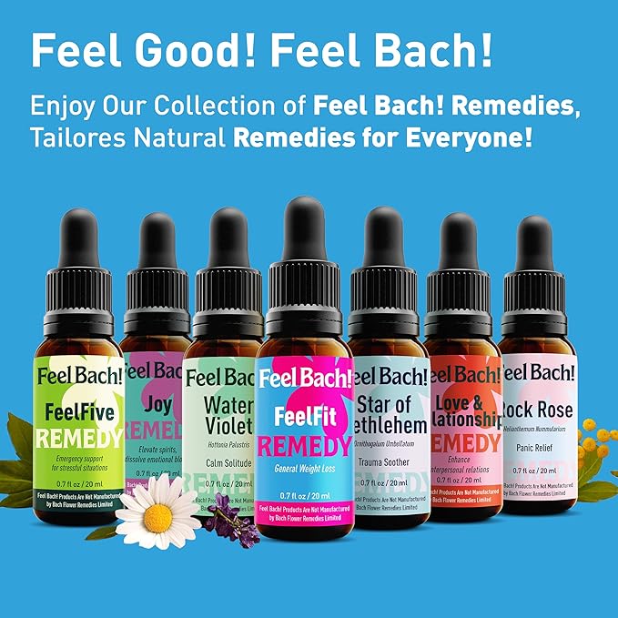 Feel Bach! FeelFit Flower Essence Drops — Natural Homeopathic Dietary Supplement with Flower Essences for Mindful Eating & Healthy Habits, Vegan, Gluten-Free, Sugar-Free, 20 mL (0.7 fl oz)