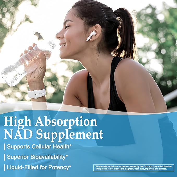11-in-1 NAD Supplement with Resveratrol, CoQ10, Quercetin, Collagen, Grape Seed for Cellular Energy, Mental Focus & Antioxidant Support - NAD Supplement for Women & Men, 120 Soft Capsules