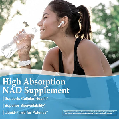 11-in-1 NAD Supplement with Resveratrol, CoQ10, Quercetin, Collagen, Grape Seed for Cellular Energy, Mental Focus & Antioxidant Support - NAD Supplement for Women & Men, 120 Soft Capsules