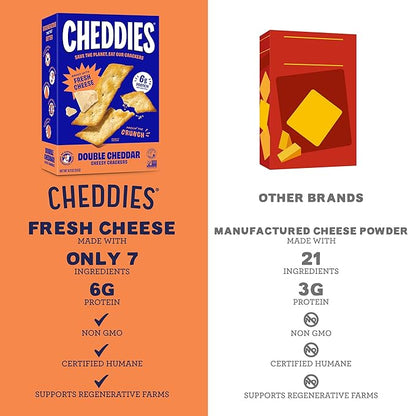 Cheddies Crackers Double Cheddar | Healthy Snacks Made with Real Cheddar Cheese and Simple Ingredients | Non-GMO | Cheesy Crackers | 4.2 Ounce (Pack of 6)