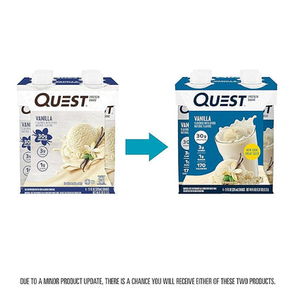 Quest Nutrition Ready to Drink Vanilla Protein Shake, 30g Protein, 3g Net Carbs, Gluten Free, Keto Friendly, 11 fl.oz 4 Count (Pack of 6)