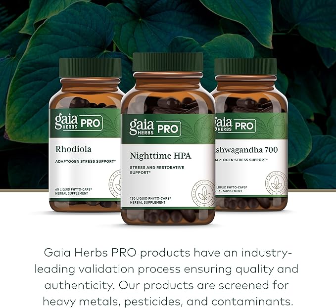 Gaia Herbs Pro Nighttime HPA - Restorative & Healthy Sleep Support Supplement* - Relaxation Support Supplement* with Ashwagandha Root Extract & Cordyceps Mushroom - 120 Liquid Phyto-Caps (60 Servings)