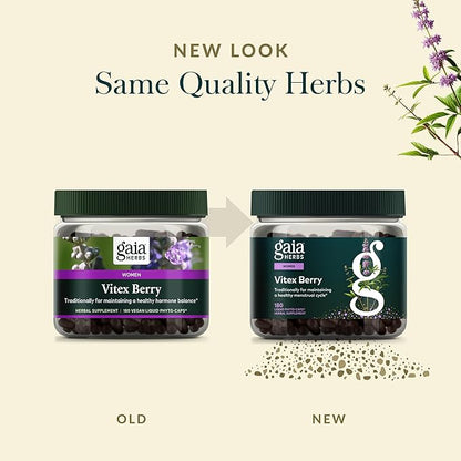 Gaia Herbs Vitex Berry - Vitex Traditionally Used to Support Hormone Balance for Women & a Healthy Menstrual Cycle* - 180 Vegan Liquid Phyto-Caps (90 Servings)