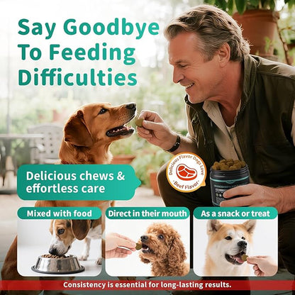 Advanced Dog Joint Supplement – 15-in-1 Glucosamine for Dogs with Chondroitin, MSM & Green Lipped Mussel – Hip & Joint Pain Relief Mobility Chews, Beef Flavor, 90Ct Breeds