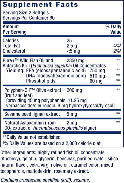 Life Extension Super Omega-3 Plus EPA/DHA Fish Oil, Sesame Lignans, Olive Extract, Krill & Astaxanthin - Heart, Brain & Joint Health Support - Gluten-Free, Non-GMO - 120 Softgels
