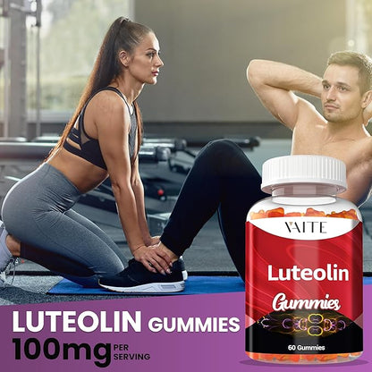 Luteolin 100mg Supplement - Vegan, Non-GMO, Sugar-Free, Easy to Swallow - Antioxidant Complex for Brain Health, Memory, Cognitive Function, Mood & Energy for Men and Women - 60 Chewable Gummies