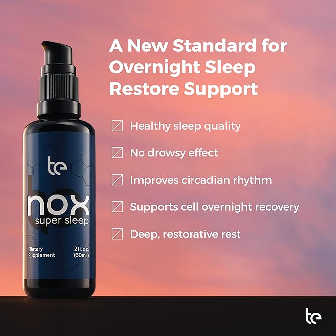 te Nox Super Sleep – Natural Sleep Aid for Relaxation & Circadian Rhythm Support | Helps Calm Restlessness, Supports Melatonin Production & Sleep-Wake Cycle | Liquid Formula | Non-GMO | Made in USA