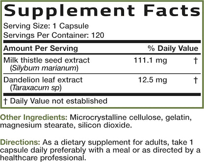 Bronson Milk Thistle Silymarin Marianum & Dandelion Extract Liver Health Support, Antioxidant Support, Detox, 120 Capsules