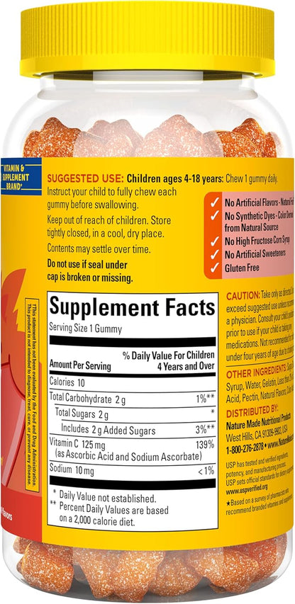 Nature Made Kids First Vitamin C Gummies for Kids, Dietary Supplement for Immune Support, 110 Gummies, 110 Day Supply