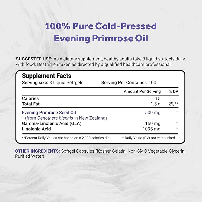 Naturalis Evening Primrose Oil (Cold Pressed) | 100% Natural from New Zealand | Non-GMO, Soy & Gluten Free, Zero Filler | 300 Mini-Softgels