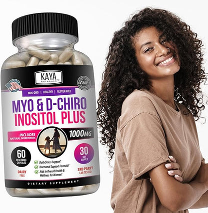 Kaya Naturals Myo & D-Chiro Inositol Plus Support for Women, Vitamin B8-60 Capsules
