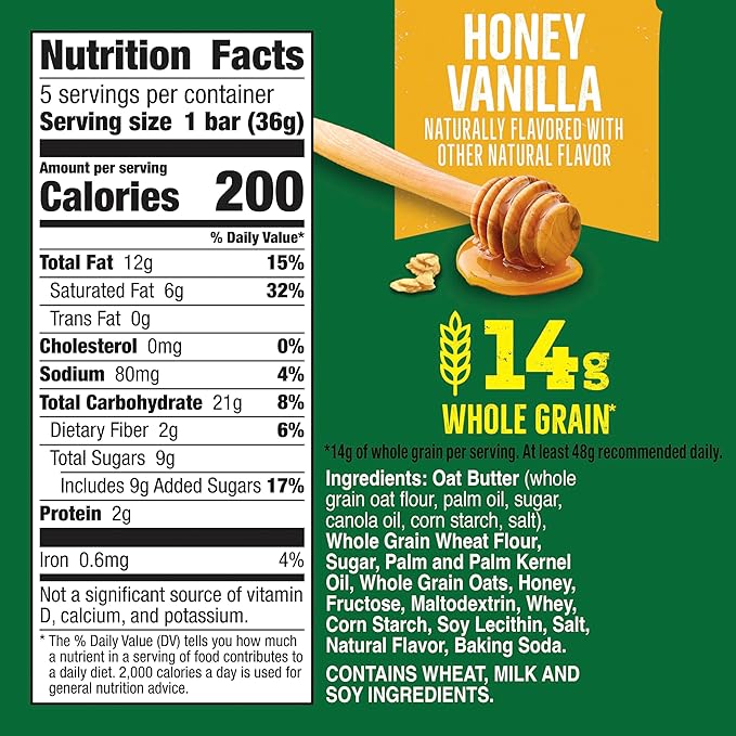Nature Valley Crispy Creamy Wafer Bars, Honey Vanilla, Whole Grain, 5 Bars, 6.5 oz