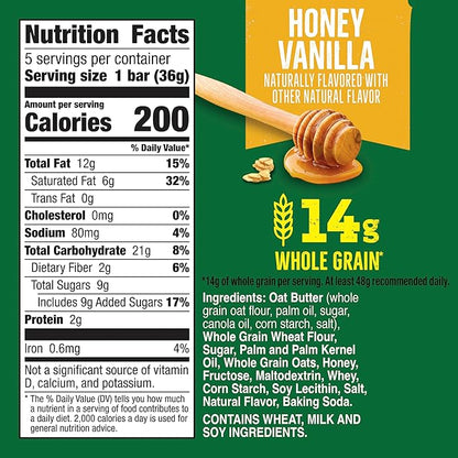 Nature Valley Crispy Creamy Wafer Bars, Honey Vanilla, Whole Grain, 5 Bars, 6.5 oz