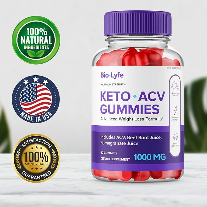 Biolyfe Keto + Gummies,BiolyfeKeto ACV Keto Supplement Gummies - Maximum Strength, Keto+ ACV Gummys, All Natural Support Formula Keto+ACV Advanced Formula, Biolyfe Keto Gummy Reviews (3 Pack)