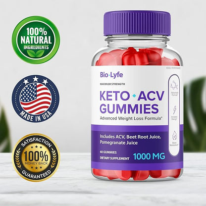 Biolyfe Keto + Gummies,BiolyfeKeto ACV Keto Supplement Gummies - Maximum Strength, Keto+ ACV Gummys, All Natural Support Formula Keto+ACV Advanced Formula, Biolyfe Keto Gummy Reviews (3 Pack)