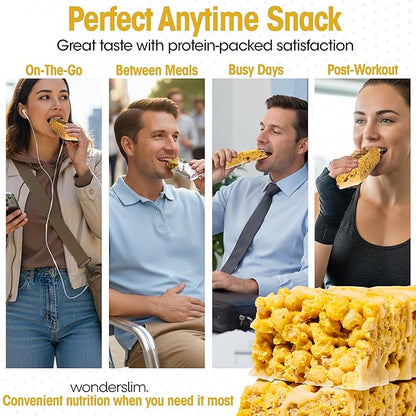 Wonderslim High Fiber Protein Bars, Fluffy Lemon Crisp | 15g Protein, 8g Fiber | Low Sugar, Low Carb | Healthy Indulgence | Satisfying, Supports Energy & On-the-Go Convenience, 7 Pack