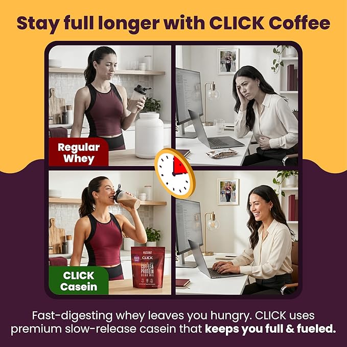 Click Coffee Protein Powder | Double Shot Espresso | 16g Protein | 23 Essential Vitamins | Low Calorie Meal Replacement | 150mg Caffeine | Gluten Free | No Artificial Flavors or Colors | Vanilla