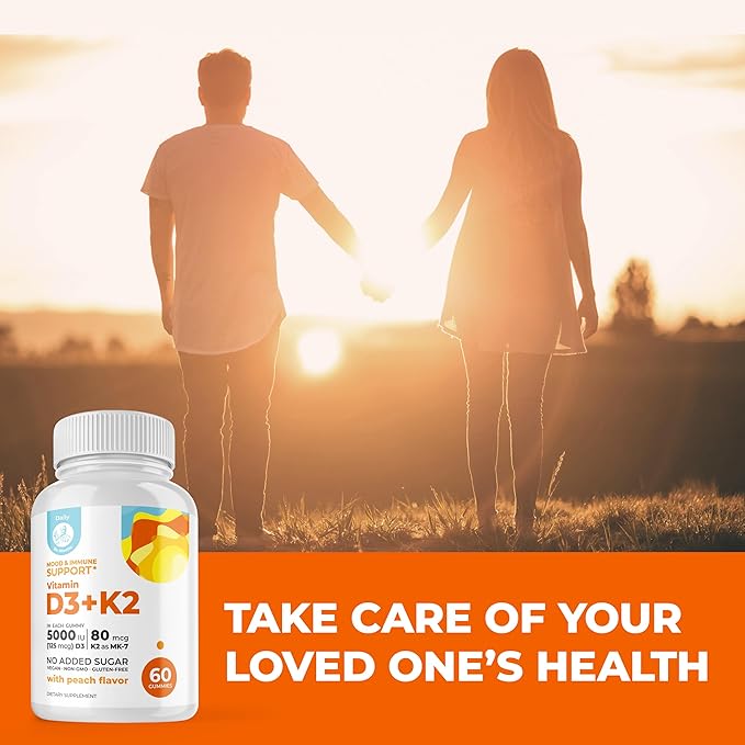 DR. MORITZ Vitamin D3 Gummies (5000 IU) with K2 - for Adults and Kids - Vitamin D3 K2 Gummies for Immune Support & Bone Health - Vegan, Sugar Free, Gluten Free (120 Count)