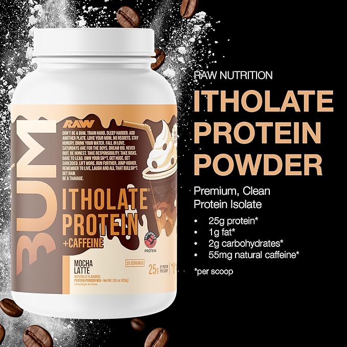 RAW Whey Isolate Protein Powder, Mocha Latte (CBUM Itholate Protein) - 100% Grass-Fed Sports Nutrition for Muscle Growth & Recovery - Low-Fat, Low Carb, Naturally Flavored - 25 Servings