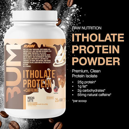 RAW Whey Isolate Protein Powder, Mocha Latte (CBUM Itholate Protein) - 100% Grass-Fed Sports Nutrition for Muscle Growth & Recovery - Low-Fat, Low Carb, Naturally Flavored - 25 Servings
