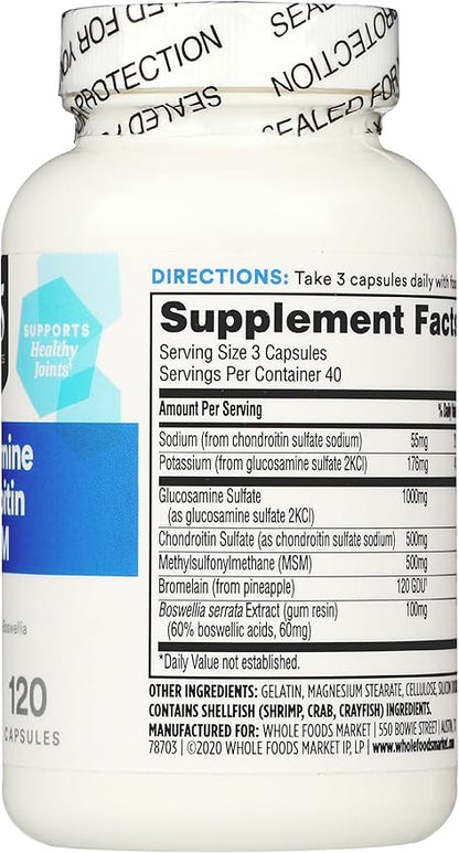 365 by Whole Foods Market, Glucosamine Chondroitin and MMS, 120 Capsules