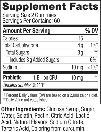 OLLY Probiotic Gummy, Immune and Digestive Support, 1 Billion CFUs, Chewable Probiotic Supplement, Mango, 60 Day Supply - 120 Count